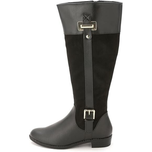 KAREN SCOTT Womens Black Deliee Round Toe Block Heel Riding Boot 7.5 M Wide Calf - Picture 1 of 7